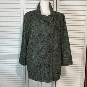 Talbots Vintage Multicolor Marled Double-Breasted Tweed Peacoat Women 20